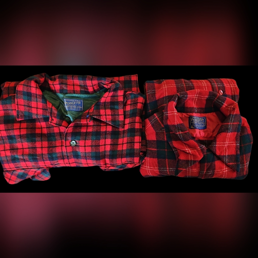 2 Pendleton Red and Black Plaid Casual Shirt